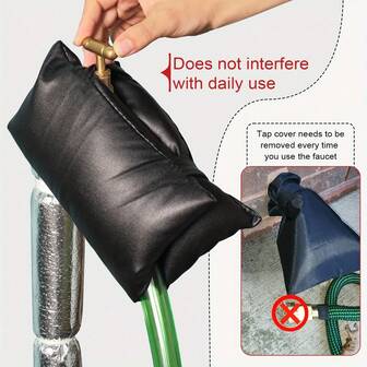 1 st skyddsöverdrag för utomhuskran för att förhindra frysning, vinterisoleringsöverdrag för kran för enkel demontering och vinterisolering, kan användas på andra platser, skyddsöverdrag för utomhuskran i läder med förtjockad bomull inuti, trädgårdskransockor för frostskydd, vinterfrostskydd, svart