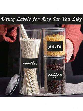 120 ark svarta återanvändbara vattentäta etikettklistermärken med vågigt mönster, lämpliga för matförvaring i köket och kan användas för behållare, burkar, kryddor och matförvaring.