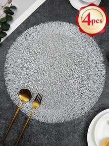 1/2/4/6pcs Gold Round Simple PVC Placemats, Washable, Easy To Clean, Wipe-Clean, Non-Slip, Holiday Wedding Party Dining Table Decor - Multicolor - View 8