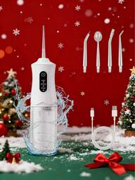 HYUNDAI Irigator oral electric cu apă reîncărcabilă, curățitor de dinți portabil fără fir, irigator oral cu 3 moduri și 4 duze pentru îngrijire orală la domiciliu