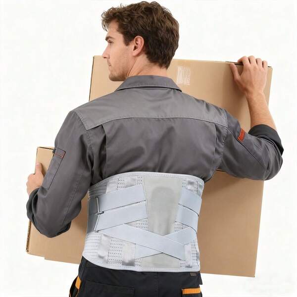 Orteza pleców dla kobiet i mężczyzn z ergonomicznym, wygiętym wsparciem kręgosłupa i szynami, oddychający pas lędźwiowy z siateczki, wsparcie pleców do podnoszenia ciężarów, przysiadów i treningów o wysokiej intensywności.