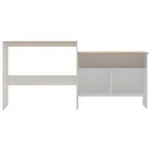 Bar Table With 2 Table Tops White And Oak 130x40x120 Cm - White - View 3