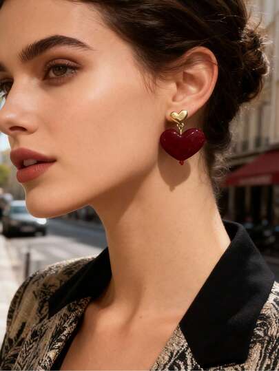 Pendientes colgantes con forma de corazón de resina, románticos y dulces, joyas para mujer, regalos para ocasiones festivas