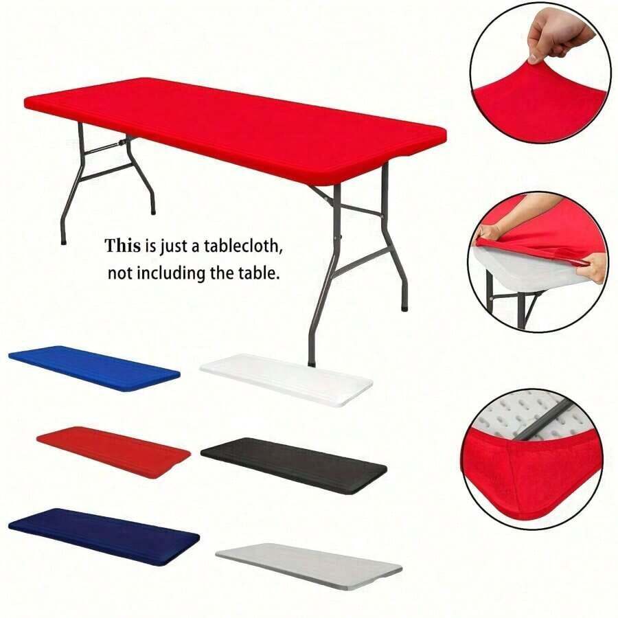 Stretchable Polyester Tablecloth - Washable, Wrinkle-Resistant Rectangular Cover For Dining & Kitchen Parties - Multicolor - View 1