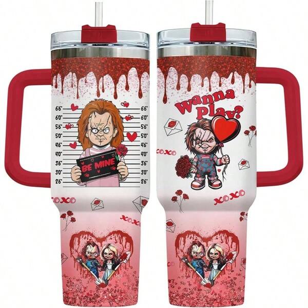Regalos de San Valentn para l, personaje de terror de 40 onzas con asa, vasos de miedo, taza de personajes de pelcula, regalos para fans de pelculas