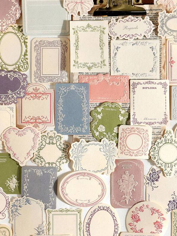 Vintage-Style Embossed Memo Pads, Lace-Edged Stationery Paper For Journaling, Soft-Toned Decorative Memo Paper For DIY Scrapbooking And Planner Decoration, Minimalist Retro Border Material