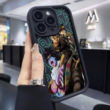Estuche de teléfono clásico de personajes de anime, compatible con 16, 16E, 15, 14, 13, 12, 11 Pro, X, XR, XSMAX, 8, E Plus, con un diseño elegante y creativo de funda suave con lente de escalera.17  17promax - Negro - Ver 2