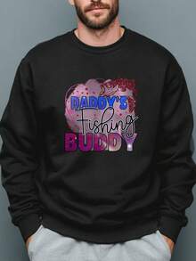 Sudadera Gráfica de Pesca para Hombres - Diseño "Compañero de Cebo del Papá" con Estampado de Pez y Caña, Cuello Redondo Casual Manga Larga Abrigada Ideal Para Actividades, Viajes de Pesca & Salidas Familiares, Calidez Otoñal-Invernal, Regalo Perfecto para Amantes De la Pesca e Incluso Padres, Lavable a Manos Ropa Relajada Y Confortable, Talla Holgada Divertida E Entrenamiento, Prendas Temáticas Fishing, Camisas de Manga Larga para Hombres, Suéteres para Hombre, - Oscuro - Ver 8