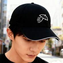 Black upper golf logo-printed cap, for summer fashion and sports snapback large head around Baseball cap graphic print duck cap breathable low cap snapback cap Duckville cap baseball cap fashionable low cap visual unisex small head around ball cap retro sports - ブラック - チェックする 3
