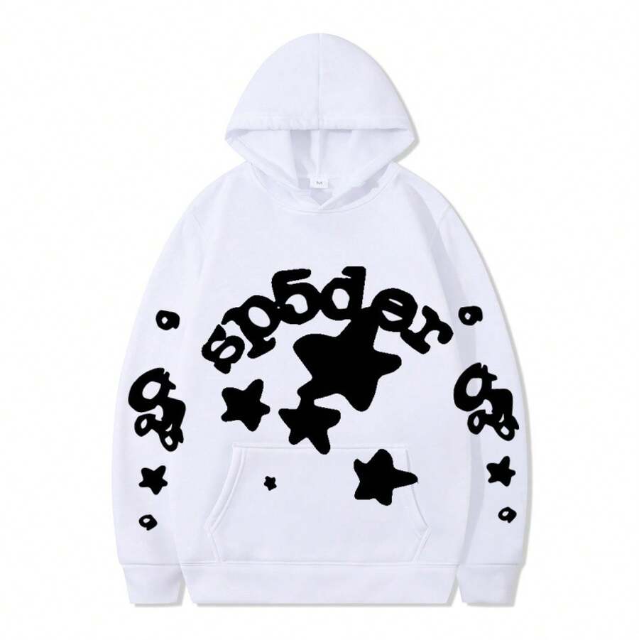 SPSDER Letter Hoodie Couple Spider Web Sweatshirt Top Sweatshirt - 1 - Xem 1