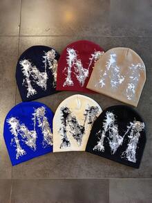 1pc These Men's Knit Beanies With Bold "M" Graphic Patterns Come In Multiple Colors, Offering A And Warm Design, Making Them Ideal Fashion-Forward Winter Headwear - Multicolor - View 5