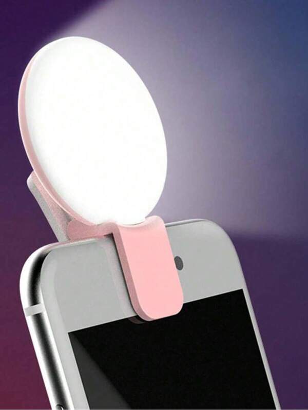 1pc Portable Mini Clip-On Fill Light, LED Fill Light Selfie Light, Phone Selfie Lamp, Round Selfie Light For Mobile Phanes And Computers, Makeup, Zoom Conference, Live Streaming, Vlog, Perfect Selfies And Video Calls 150mAh Suitable For Selfies And Live Streaming, Portable Light