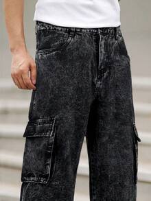 GINGTTO Quần dài thường ngày rộng rãi nhiều túi màu trơn cho nam, mặc hàng ngày - màu đen - Xem 4