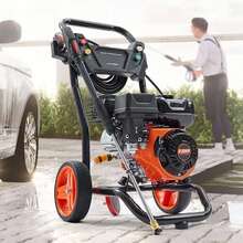 Portable Gas Pressure Washer, 3400PSI High Pressure Washer, 2.6 GPM Gas Powered Pressure Washer, Cordless Pressure Cleaner With 5 Quick Connect Nozzles, Spray Gun & Extension Wand For Cleaning Cars, Homes, Driveways, Patios, Fences - 彩色 - 查看 1