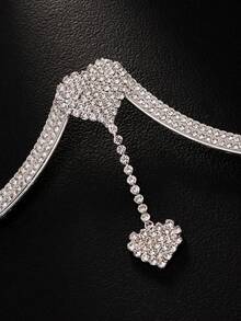 1 pieza Cadena corporal decorada con rhinestones con forma de corazón, elegante y sexy, adecuada para discotecas, fiestas y uso diario - Multicolor - Ver 5