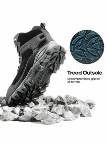 Men's Waterproof Hiking Boots Lightweight Mid Cut Trekking Shoes Outdoor Mountaineering Non Slip - Black - View 7