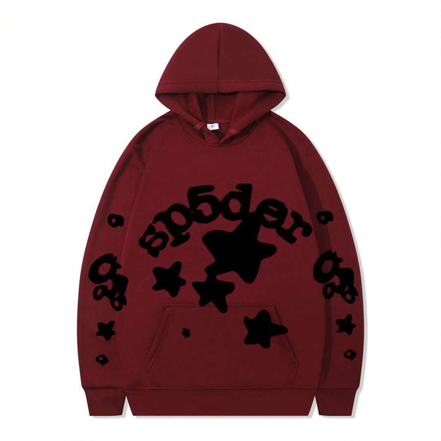 SPSDER Letter Hoodie Couple Spider Web Sweatshirt Top Sweatshirt - 12 - Xem 1