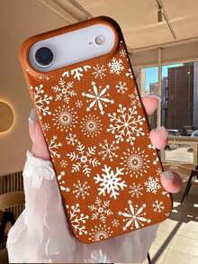 Funda navideña para phone 17 Pro Max E con diseño de copo de nieve. Ideal para la temporada navideña. Diseño antigolpes con copo de nieve blanco. Compatible con phone 17 Pro Max, 17 Air, 17, 16 Pro Max, 16 Pro, 16 Plus, 16 y 15 Pro. - Burdeos - Ver 4