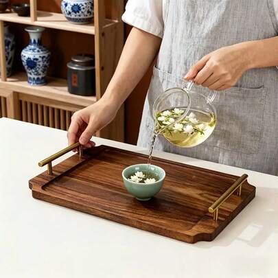 1 Peça Bandeja Retangular para Servir Alimentos, Pequeno Prato, Prato de Pão, Bandeja para Cerimônia de Chá, Bandeja de Café da Manhã, Bandeja de Jogo de Chá, Adequada para Servir Pratos Cozidos, Sobremesas, Cerimônia de Chá, Reuniões Familiares, Casamentos, Decoração Doméstica, Natal, Festa da Colheita, Decoração de Parede, Festas de Aniversário, Banheiro, Mesa de Centro, Uso Doméstico