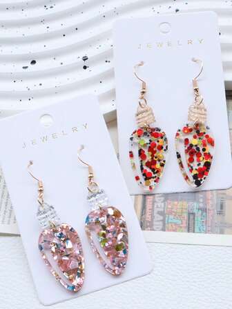 1 par de pendientes de decoración navideña de cristal de acrílico, pendientes de botón coloridos, encantadores y lindos pendientes festivos