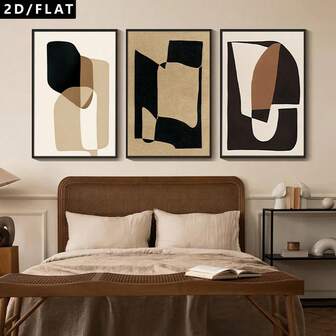 1/3pcs Modern Minimalist Geometric Graphic Art Design Printing Canvas Posters, Maillard Series Wall Arts Decoration Pictures, Autumn Decoration, Office Or Home Decoration, Bedroom Living Room Bathroom Wall Decoration, Hanging Paintings(No Frame)