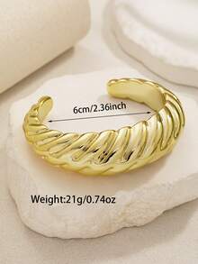 1pc DIY Fashionable Luxury Open Bangle Bracelet, Women's Gold-Tone Resin Bracelet, Versatile For Daily Wear, Party And Evening Events