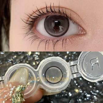 Morningcon Grey Mood Eyes Big Beauty Pupil Cosmic Contact Lens Small Diameter Myopia Colored Natural Contact Lenses 2 Pieces Summer Gift For Girls Eye Make Up Yearly