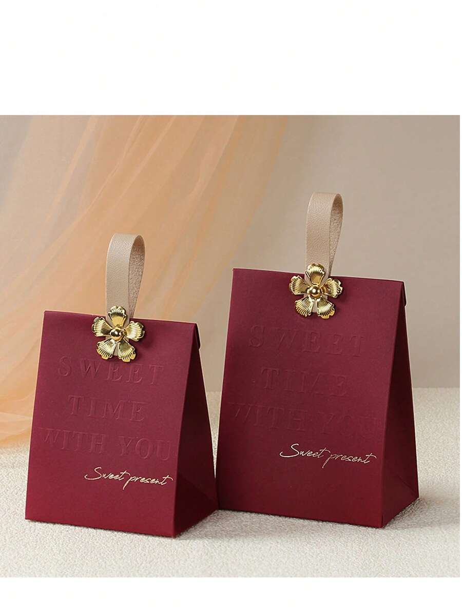 玫瑰图案丝带礼盒，时尚生日礼物包装盒，婚礼派对用品 - 彩色 - 查看 1