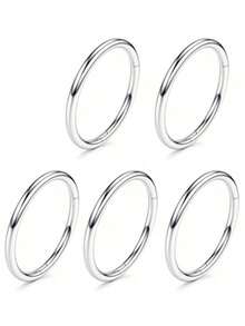 5 Pc 316L Surgical Steel Nose Rings,1.0mm 1.2mm Hoop For Nostril Septum Cartilage Helix Daith Tragus Rook Conch Lip Ear Lobe Piercings - Multicolor - View 17