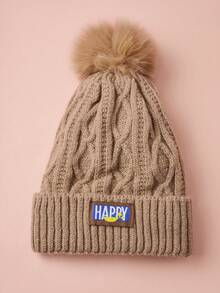 Hatastic 快乐刺绣纹理菱格纹针织保暖加厚绒球帽秋冬礼物音乐节 - 彩色 - 查看 9