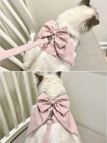 Fashionable Bowknot Half-Vest Pet Harness Leash - 3-In-1 Outdoor Use For Dogs & Cats, Breathable Mesh Pet Clothing, Pink/Blue, Multi-Functional For Small & Medium Dogs (Bichon, Shih Tzu, Teddy, Poodle) & Cats - Multicolor - View 10