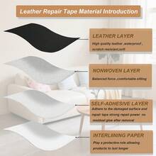 Artificial Leather Repair Patch, Furniture Sticker, Self-Adhesive Vinyl Leather Wallpaper Tape For Car Sofa, Vinyl Repair Kit, Car Seat Upholstery Sticker, Skin Repair Patch For Bags, Shoes, Phone Cases, Wall Decor, Car Decor - Black - View 6