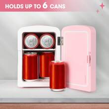 iceBlue 4L Mini Fridge For Makeup & Drinks - Car/Home Portable Cooler,LED Mirror Skincare Refrigerator - 粉色 - 查看 10