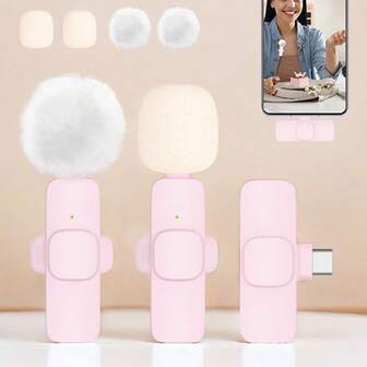 适用于手机、Type-C 接口 iPad 的无线领夹式麦克风，即插即用，2.4G 超低延迟，内置降噪芯片，工作时间长，适用于视频录制、采访、播客、Vlog 等。