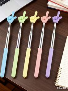 1-5支装不锈钢伸缩多功能笔，包含阅读辅助、触摸屏操作和教学功能。是教师和家长辅助孩子的实用工具。 - 彩色 - 查看 2