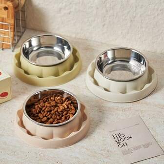 1pc Stainless Steel Anti-Slip Anti-Spill Pet Slow Feeder Bowl, Prevents Choking, Suitable For Cats And Dogs