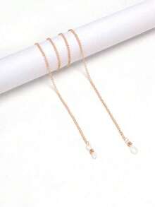 2副多边形小框多功能个性化女士时尚眼镜，时尚独特，适合旅行和海滩佩戴 - 2pcs+茶色+鏈條 - 查看 3