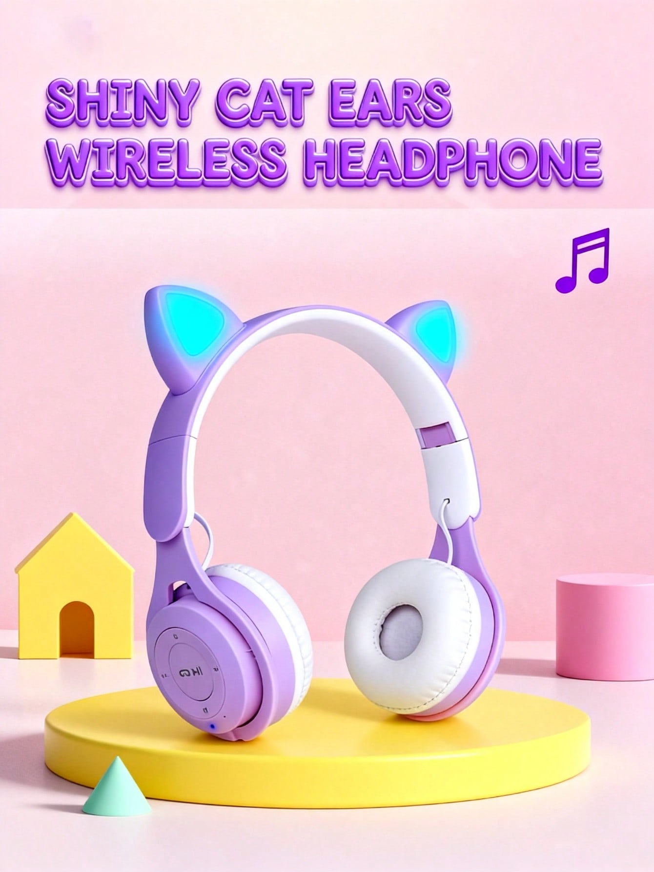 سماعات رأس لاسلكية على شكل أذن قطة جديدة ، ألوان ت...