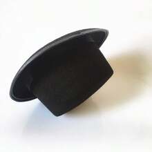 Classic Vintage Black Top Hat,Felt Texture,Durable Polyester Material,Solid Color Hard Top,Retro Formal Style,Suitable For Halloween,Steampunk Party,Formal Dance,Men's Formal Occasions,Cosplay Events,Retro Themed Gatherings - Multicolor - View 9