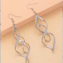 Spiral Drop Earrings - Silver - View 5