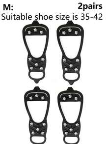 2/1双户外防滑鞋套冰爪，带8个不锈钢齿，适用于鞋子和靴子，冬季防滑雪地冰爪，硅胶不锈钢鞋钉，增强冰雪路面抓地力，冬季徒步、登山、冰钓