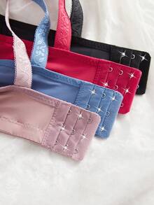 4PCS Women's Comfortable Sleeping Wireless Soft Cup Solid Bralette Lingerie Underwear Bra - Multicolor - View 5