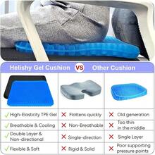Gel Seat Cushion, Double Thick Egg Gel Cushion For Pressure Pain Relief, Breathable Wheelchair Cushion Chair Pads For Car Seat Office Chair (16x14x1.65inch) - 1-blue - View 6