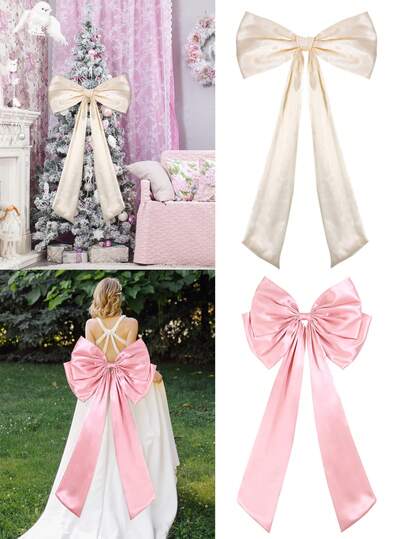 1pc Extra Large Satin Bow Decor,Elegant Luxury Wall Hanging Ornaments,Party Backdrop Holiday Decorations For Ladies Party Wedding Bridesmaid Valentine's Day Supplies,Wedding Decor,Birthday Decor.