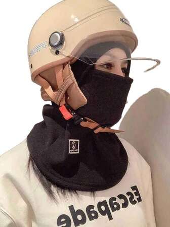 Unisex Thick Warm Beanie Hat With Zipper Neck Gaiter, Windproof Face Mask For Cycling, Motorcycle, Winter