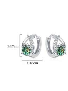 2pcs Minimalist 925 Sterling Silver 1 Carat Moissanite Stud Earrings, Suitable For Women's Daily Wear, Party, Holiday, Mother's Day, Birthday, Wedding Anniversary, Shiny Jewelry Gift