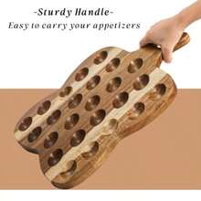 ZZXC Acacia Wood Deviled Egg Platter 25 Holes Butterfly Shape Deviled Egg Tray Container 15" L X 12" W Reversible Charcuterie Board Cheese Serving Tray For Easter Kitchen Countertop - 相思木 - 查看 5