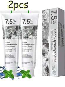 2pcs/Pasta de dientes de hidroxiapatita natural,Repara eficazmente el esmalte dental, blanquea los dientes y protege la salud bucal - Blanco - Ver 1