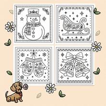 Libro para colorear de arte popular navideño, 22 páginas, diseños audaces y fáciles de usar, papel de alta calidad, relájese, ideal para regalos y decoraciones de fiestas, libro para colorear para adultos, libro para colorear, libro para colorear, suministros de arte libro para colorear para adultos, libros para colorear para adultos, libros para colorear, de vuelta a la escuela, suministros, libro, papel de 120g - Una pieza - Ver 5