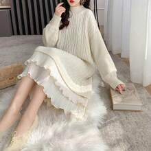 Women Sweater Dresses - trắng - Xem 6